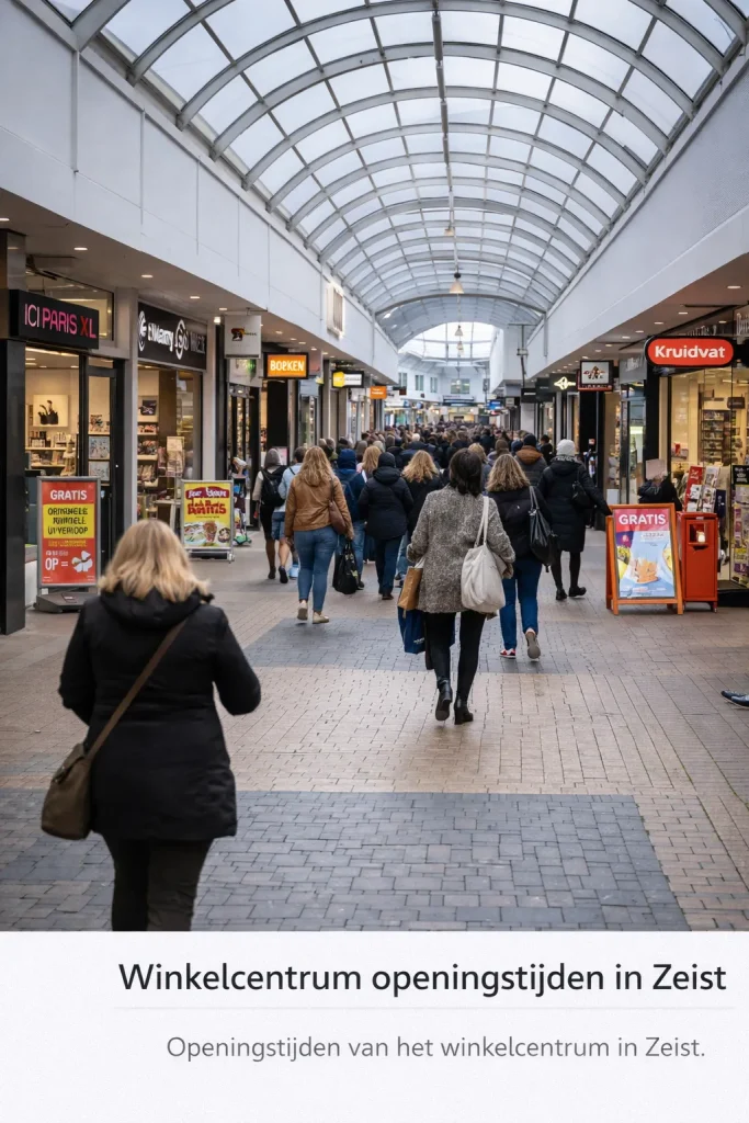 Openingstijden van het winkelcentrum in Zeist.