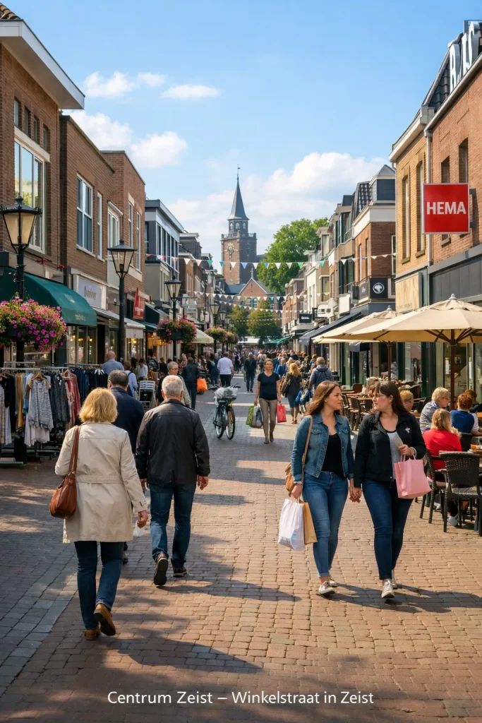 Sfeervolle, realistische afbeelding van het centrum van Zeist, zonder tekst in beeld.