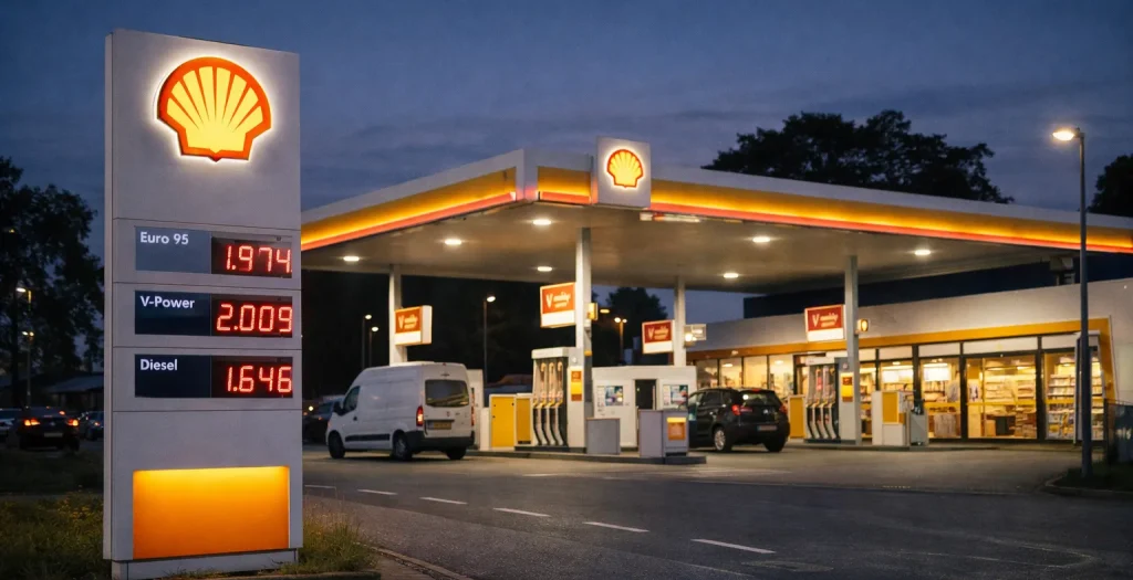 Openingstijden van een tankstation in Zeist.