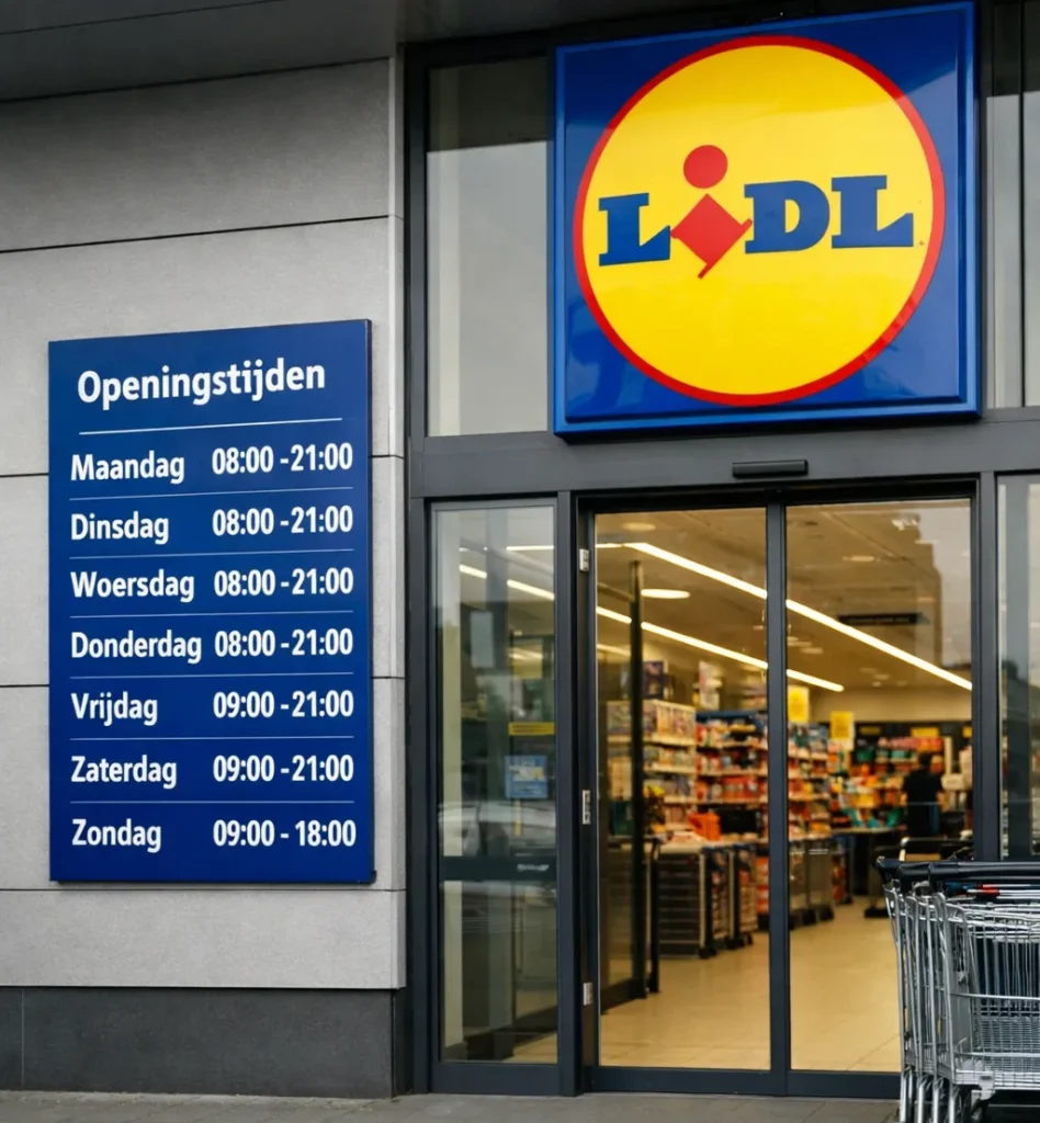Openingstijden van een Lidl supermarkt.