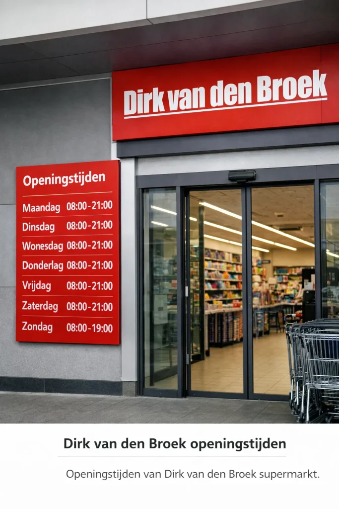 Openingstijden van Dirk van den Broek supermarkt.