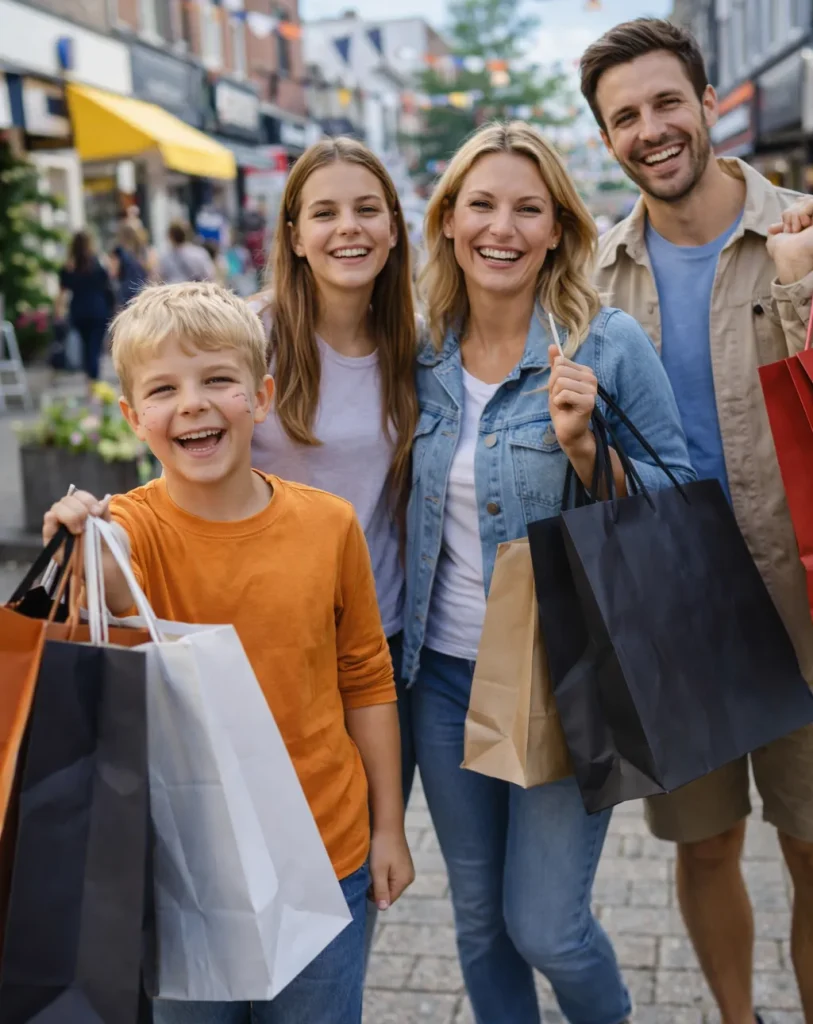 Gezellige zondag met winkelend publiek in het centrum.